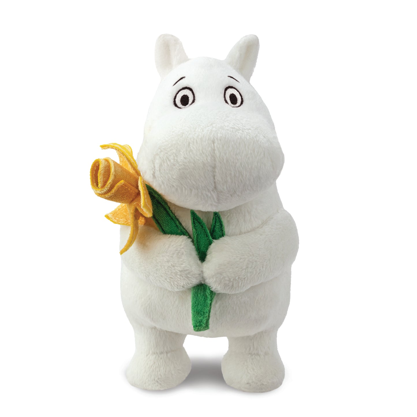 Moomintroll Plush w/ Yellow Flower - Small 6.5"