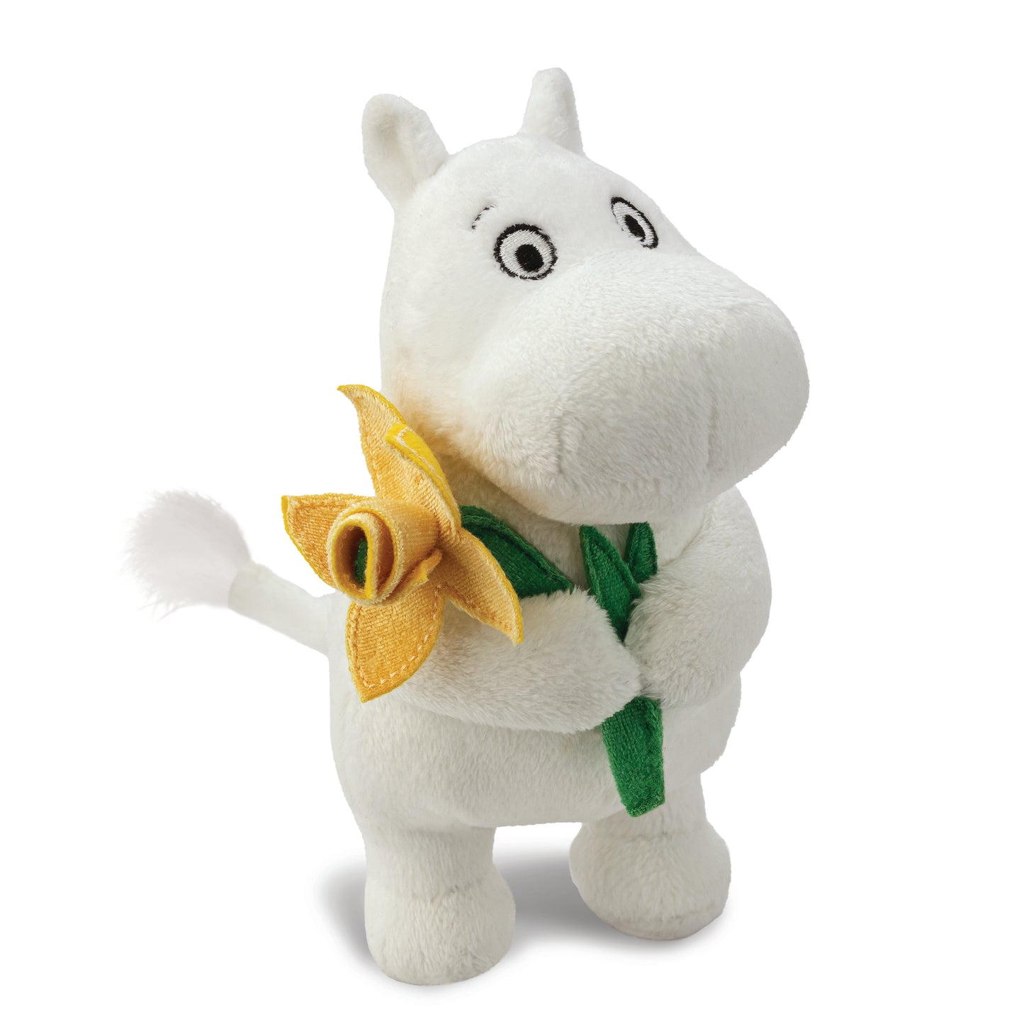 Moomintroll Plush w/ Yellow Flower - Small 6.5"
