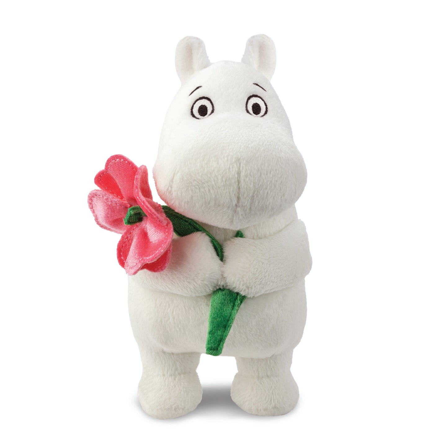 Moomintroll Plush w/ Pink Flower - Small 6.5"
