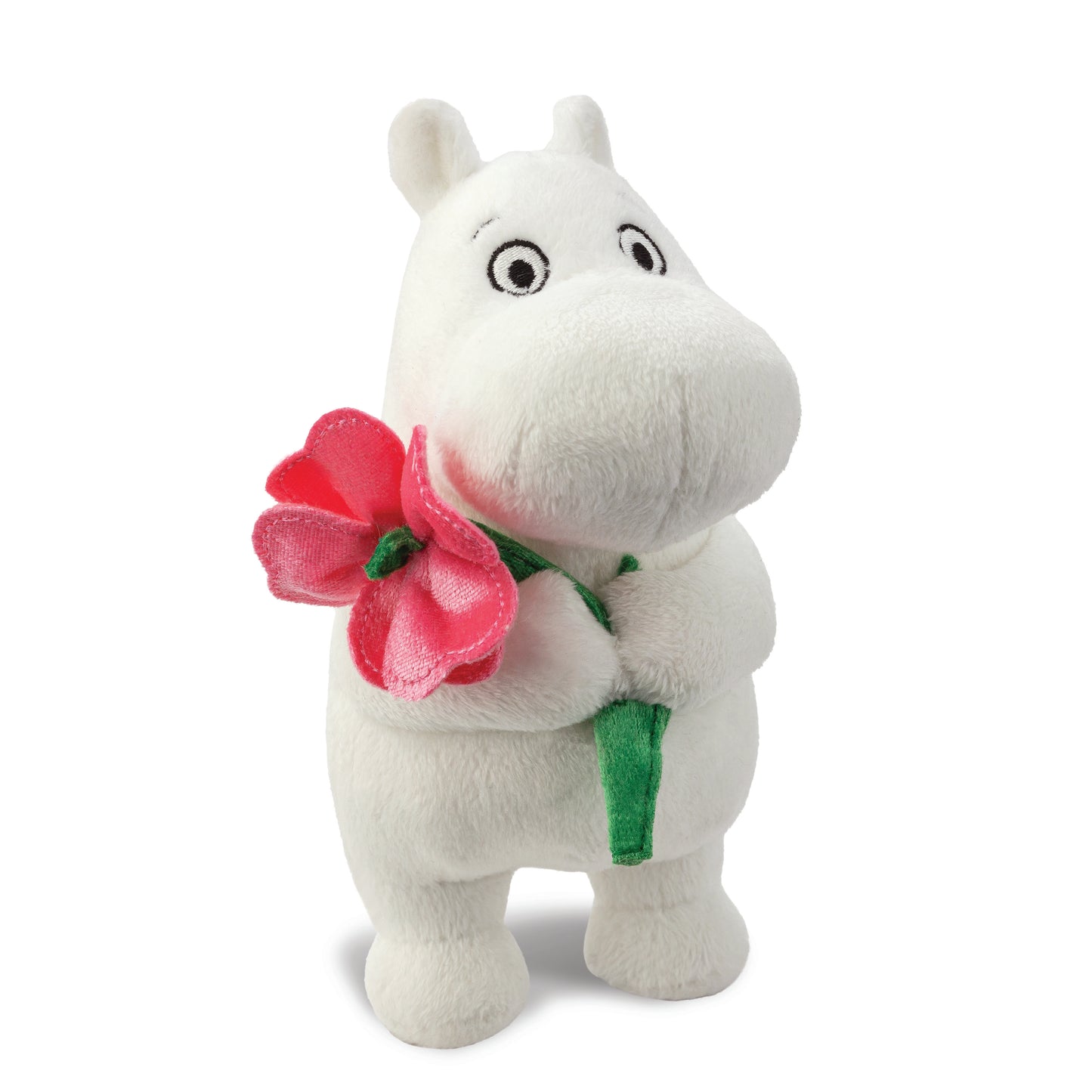 Moomintroll Plush w/ Pink Flower - Small 6.5"