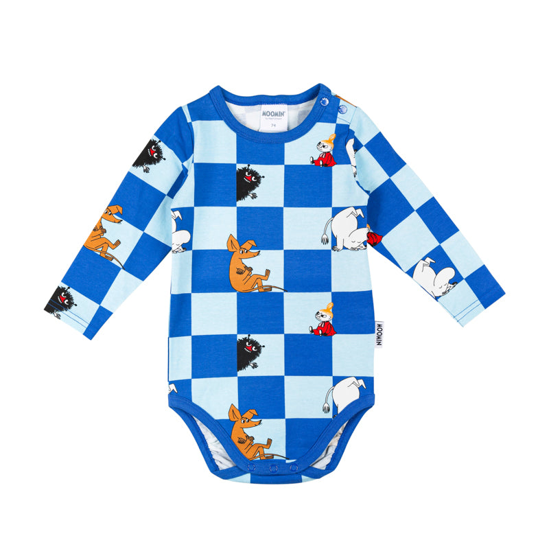 Moomin Baby Grow - Squares Blue