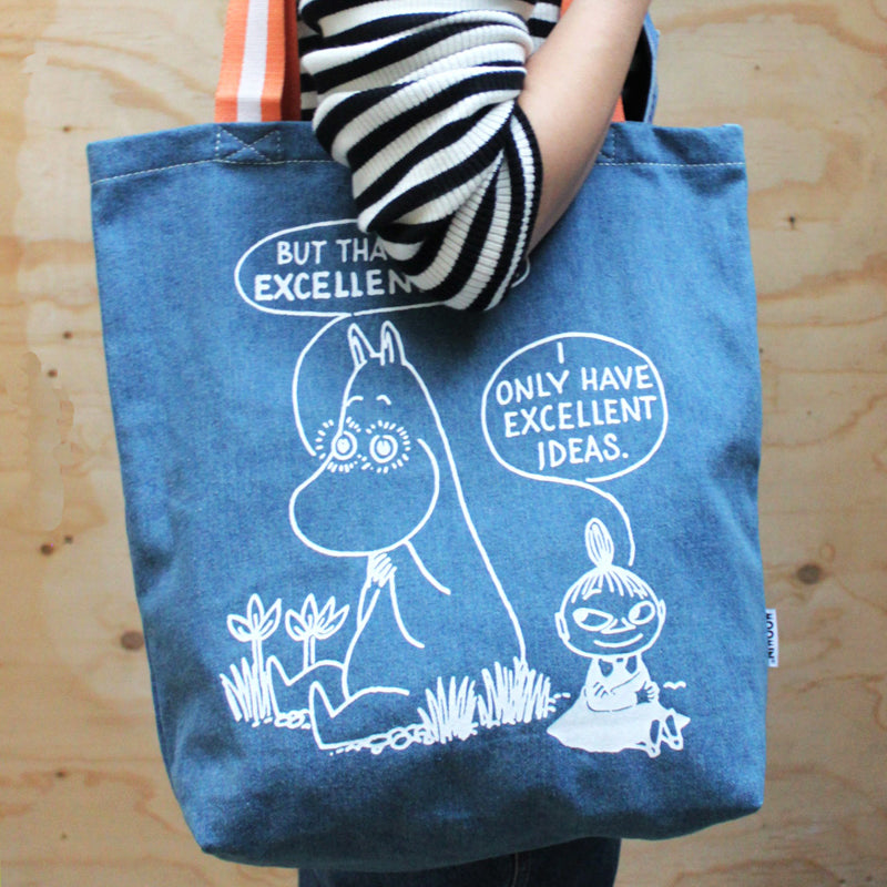 Moomin Denim Tote Bag - "Excellent Ideas"