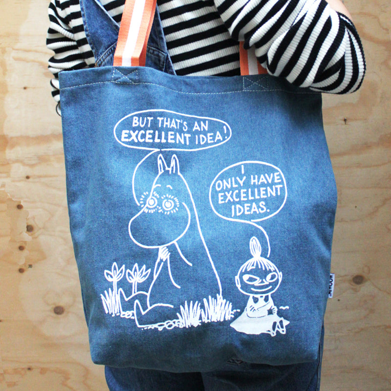 Moomin Denim Tote Bag - "Excellent Ideas"