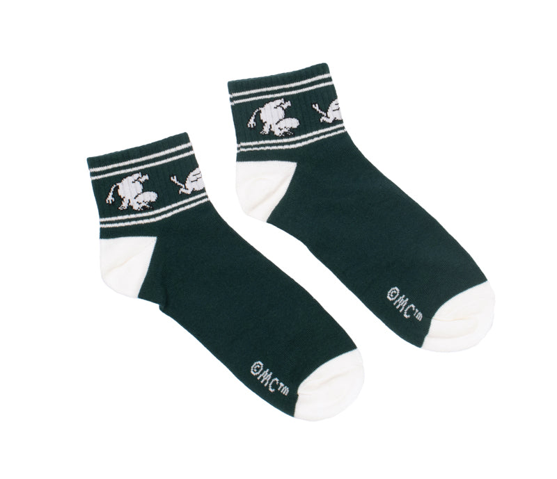 Moomin Men's Ankle Socks - Moomintroll Retro Green/White