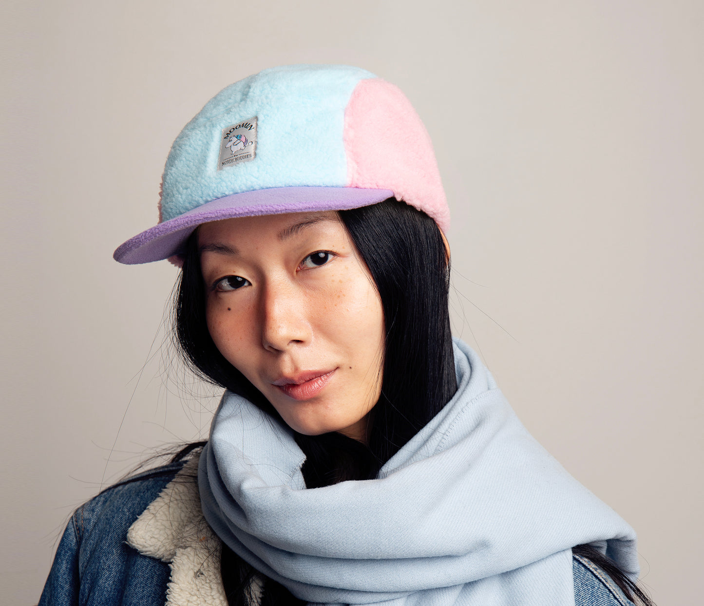 Moomin Adult 5-Panel Winter Hat - Moomintroll Pink/Lilac/Turquoise