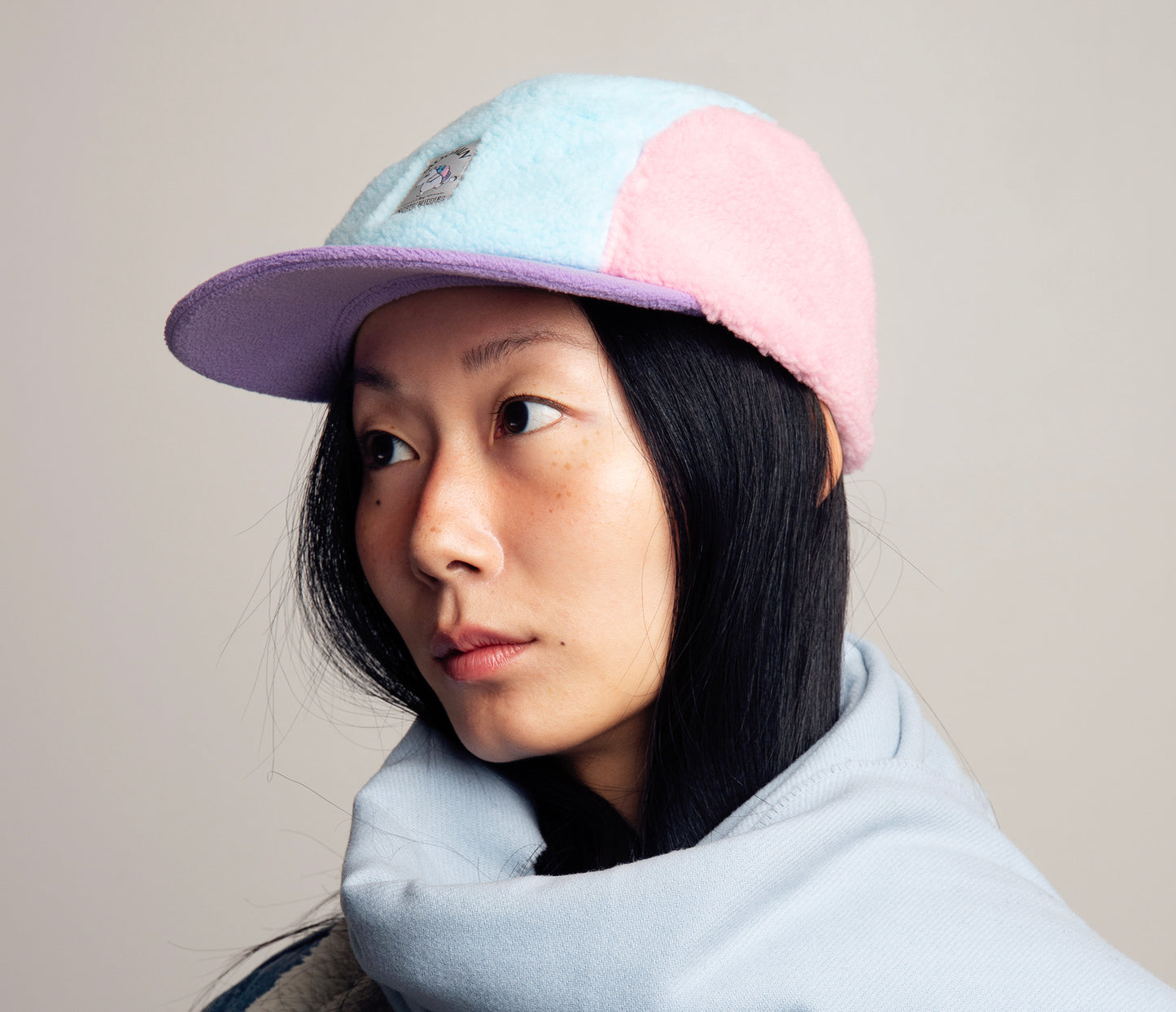 Moomin Adult 5-Panel Winter Hat - Moomintroll Pink/Lilac/Turquoise