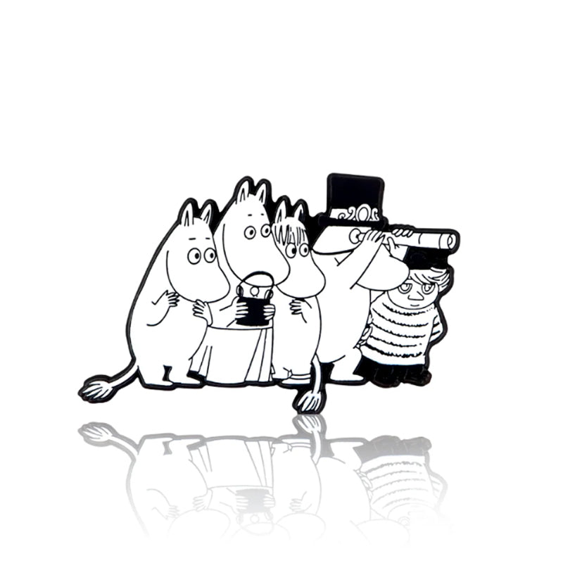 Moomin Enamel Pin Badge - Family B&W