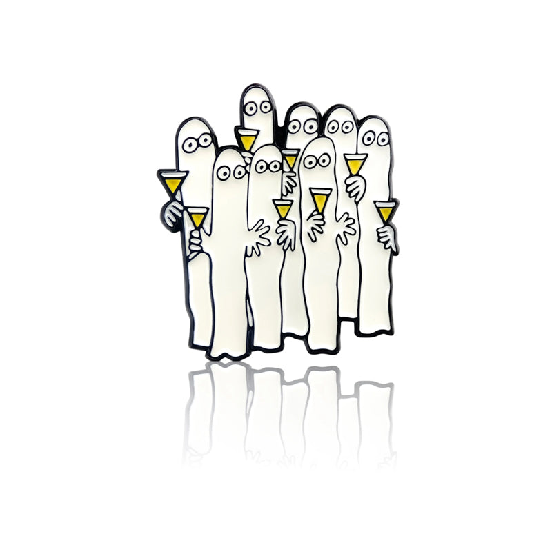 Moomin Enamel Pin Badge - Hattifatteners with Wine Glasses