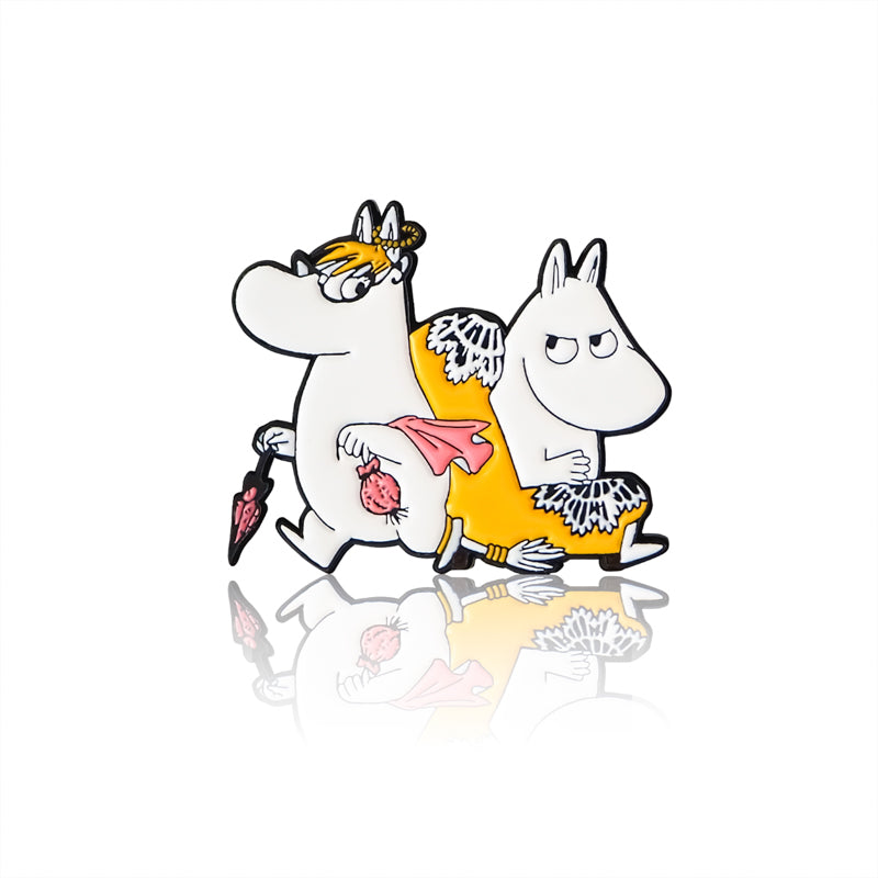 Moomin Enamel Pin Badge - Moomintroll and Snorkmaiden, Yellow