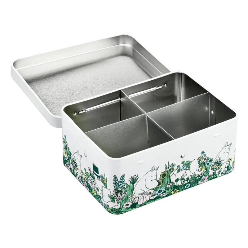 Moomin Garden Tea Tin White