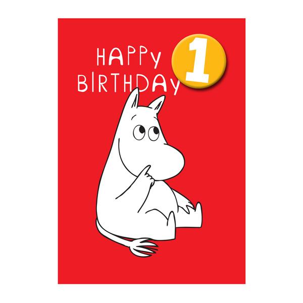 Moomin 1st Birthday Badge Card