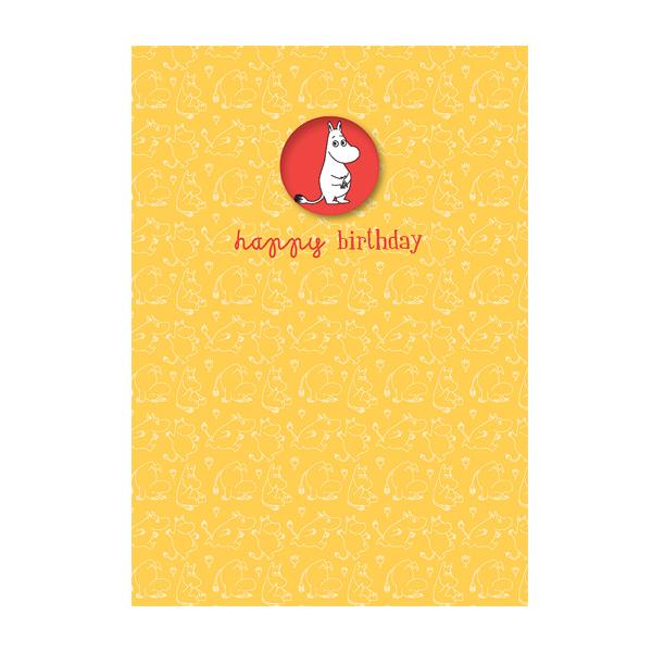 Moomin Happy Birthday Badge Card (Yellow)
