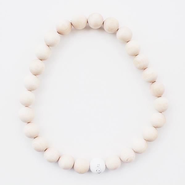 Wooden Big Bead Necklace - Natural, Moomintroll