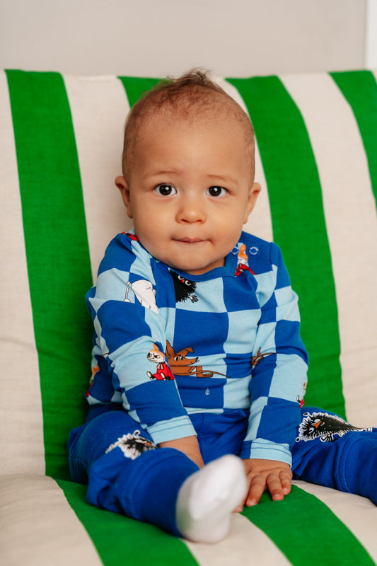 Moomin Baby Grow - Squares Blue