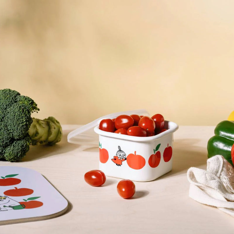 Moomin Enamel Jar With Lid 0.6 L Joyful Apples (S)
