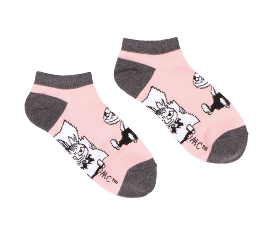 Moomin Ladies Ankle Socks - Little My Pink/Grey