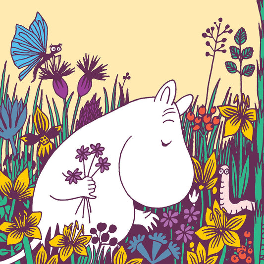 Moomin Square Greeting Card - Picking Flowers