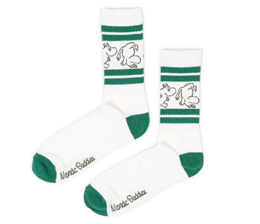 Moomin Retro Mens Socks - Moomintroll Green Stripes