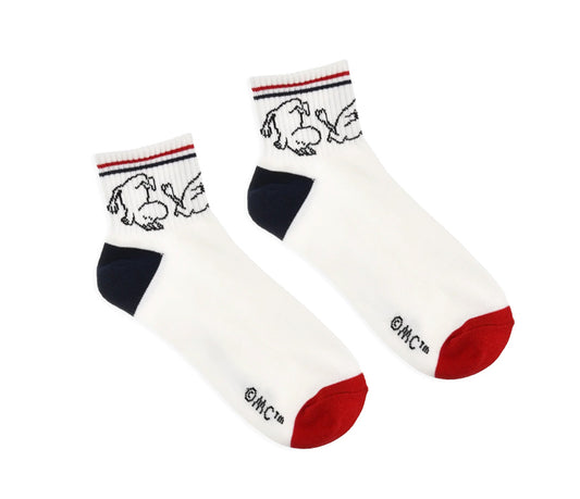 Moomin Men's Ankle Socks - Moomintroll Retro White/Red/Blue