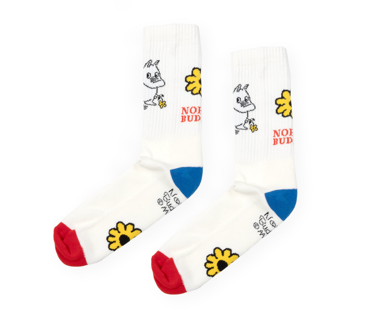 Moomin Retro Mens Socks - Moomintroll Flowers White/Blue/Red