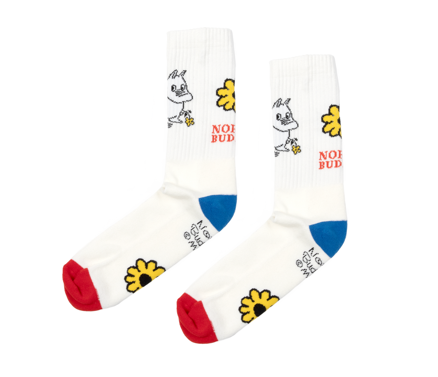 Moomin Retro Mens Socks - Moomintroll Flowers White/Blue/Red