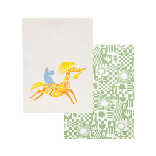 Moomin Kitchen Towel  - Party, Green 2-Set