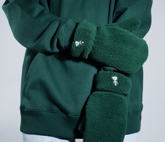 Moomin Fluffy Adult Mittens - Snufkin Green
