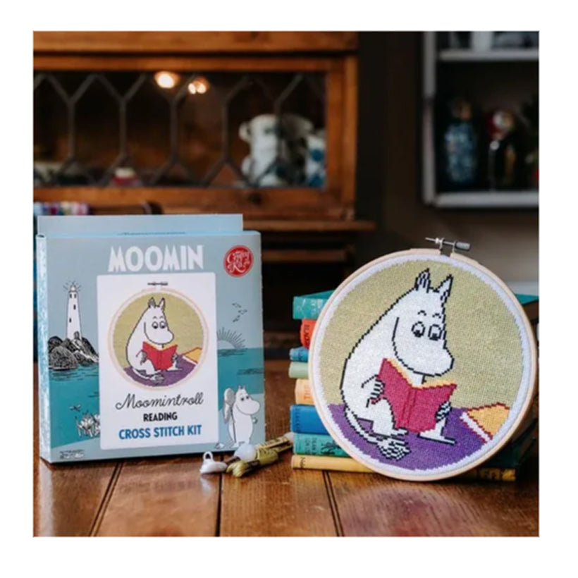 Moomin Cross Stitch Kit - Moomintroll Reading