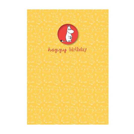 Moomin Happy Birthday Badge Card (Yellow)