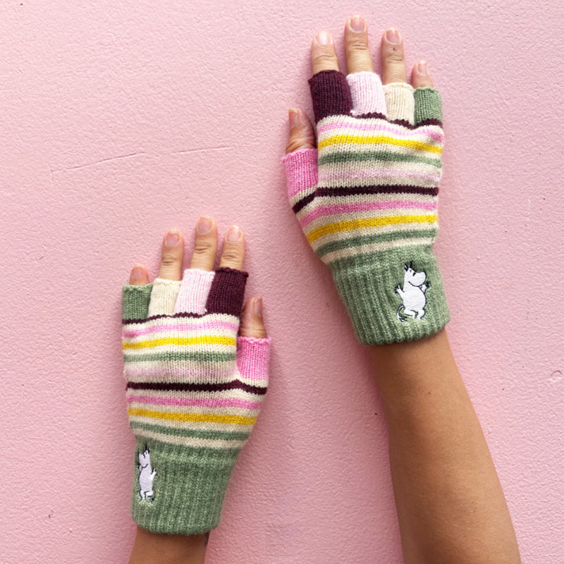 Moomin Stripy Fingerless Gloves
