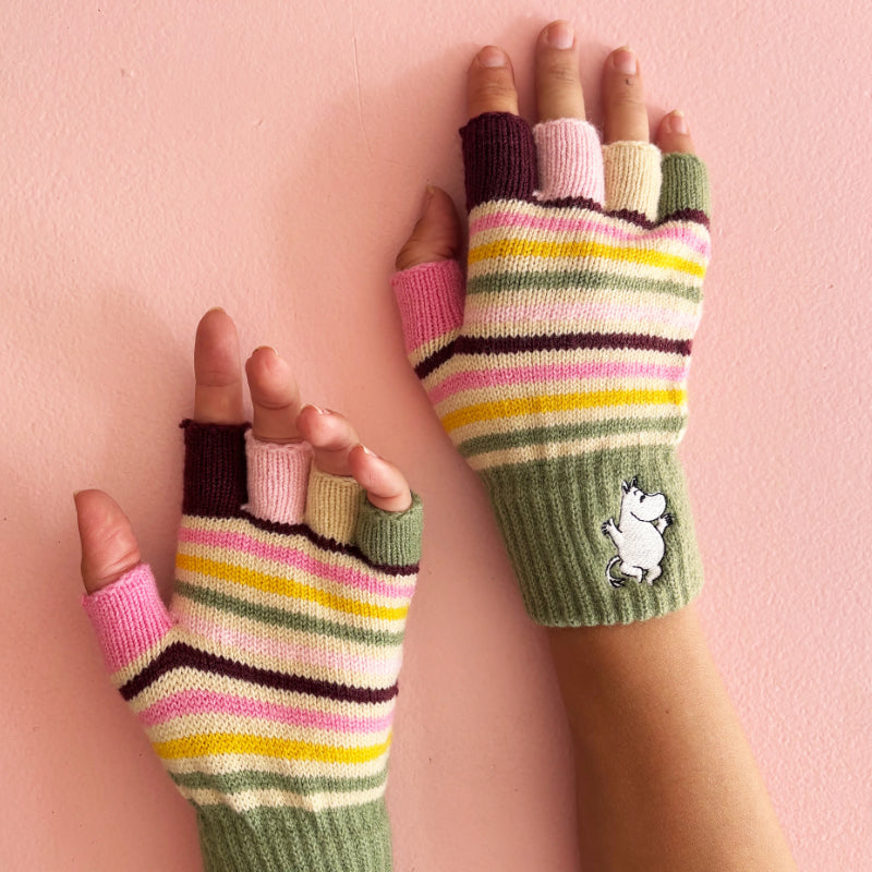 Moomin Stripy Fingerless Gloves