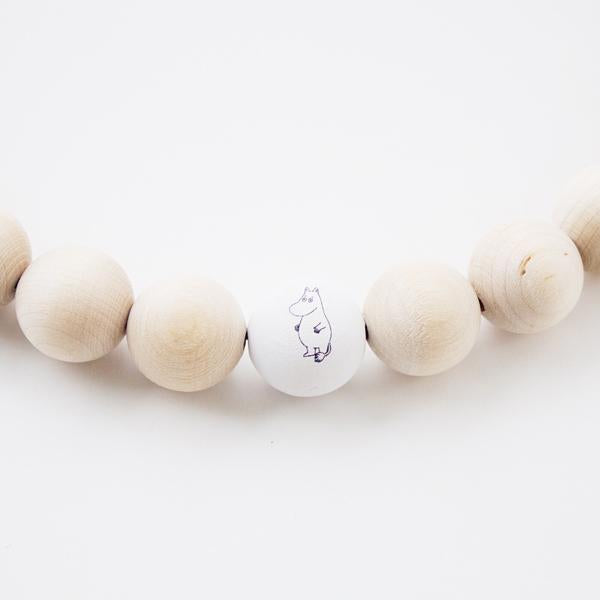Wooden Big Bead Necklace - Natural, Moomintroll